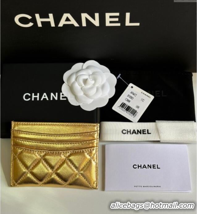 Well Crafted Chanel Lambskin Card Holder Wallet AP4472 Gold 2025