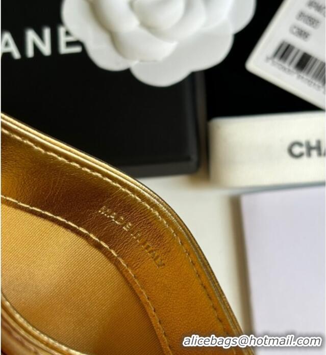 Well Crafted Chanel Lambskin Card Holder Wallet AP4472 Gold 2025
