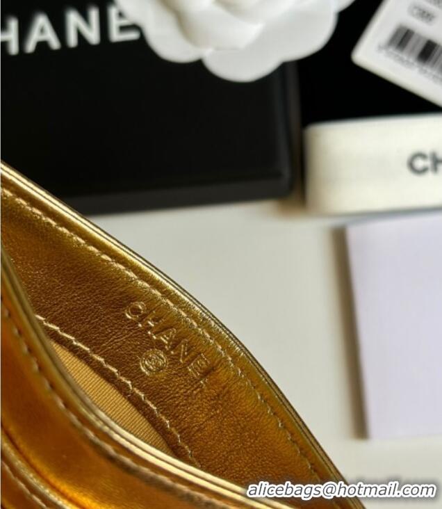 Well Crafted Chanel Lambskin Card Holder Wallet AP4472 Gold 2025