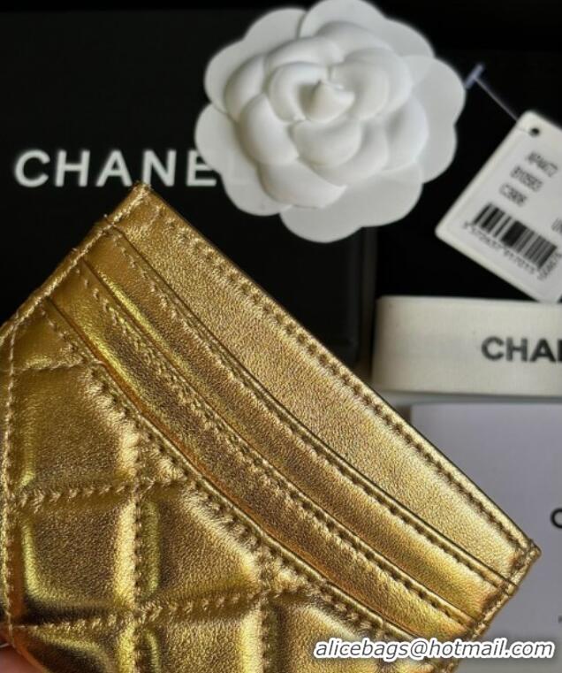 Well Crafted Chanel Lambskin Card Holder Wallet AP4472 Gold 2025