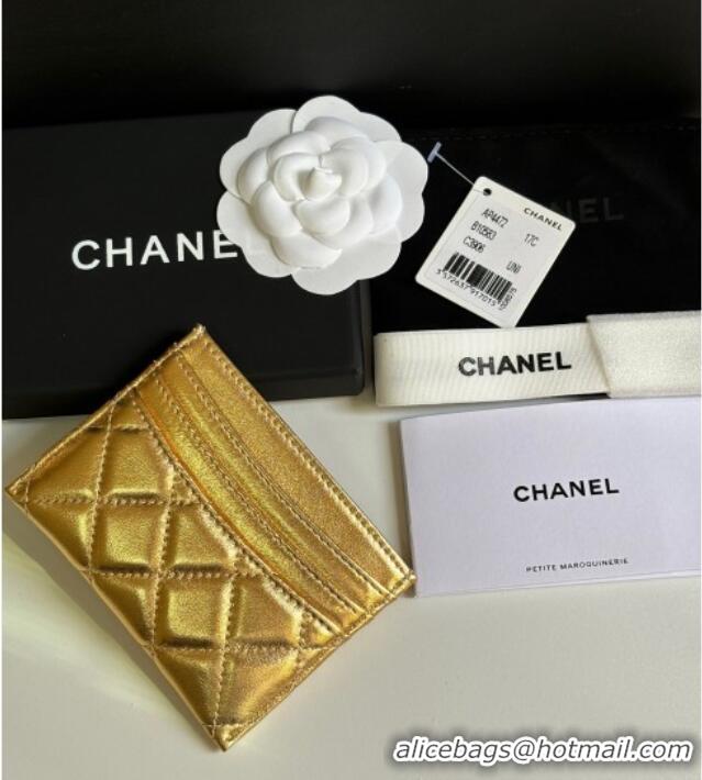 Well Crafted Chanel Lambskin Card Holder Wallet AP4472 Gold 2025