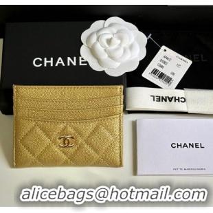 Luxury Cheap Chanel Grained Calfskin Card Holder Wallet AP4472 Gold 2025
