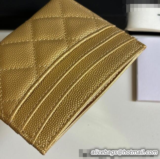 Luxury Cheap Chanel Grained Calfskin Card Holder Wallet AP4472 Gold 2025