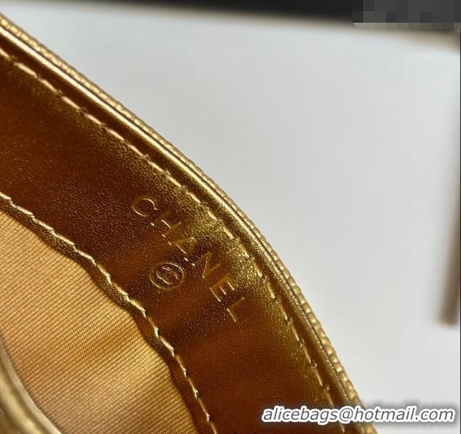 Luxury Cheap Chanel Grained Calfskin Card Holder Wallet AP4472 Gold 2025