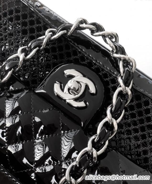 Top Grade Chanel Large Mesh & Patent Calfskin Shopping Bag CH052603 Black 2025