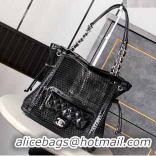 Good Product Chanel Small Mesh & Patent Calfskin Shopping Bag CH052603 Black 2025