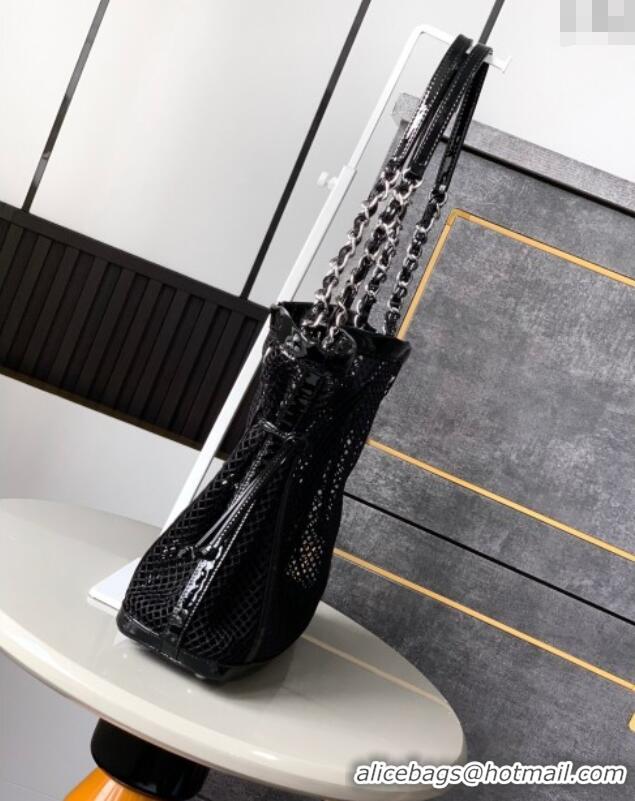 Good Product Chanel Small Mesh & Patent Calfskin Shopping Bag CH052603 Black 2025