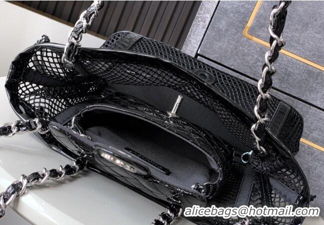 Good Product Chanel Small Mesh & Patent Calfskin Shopping Bag CH052603 Black 2025