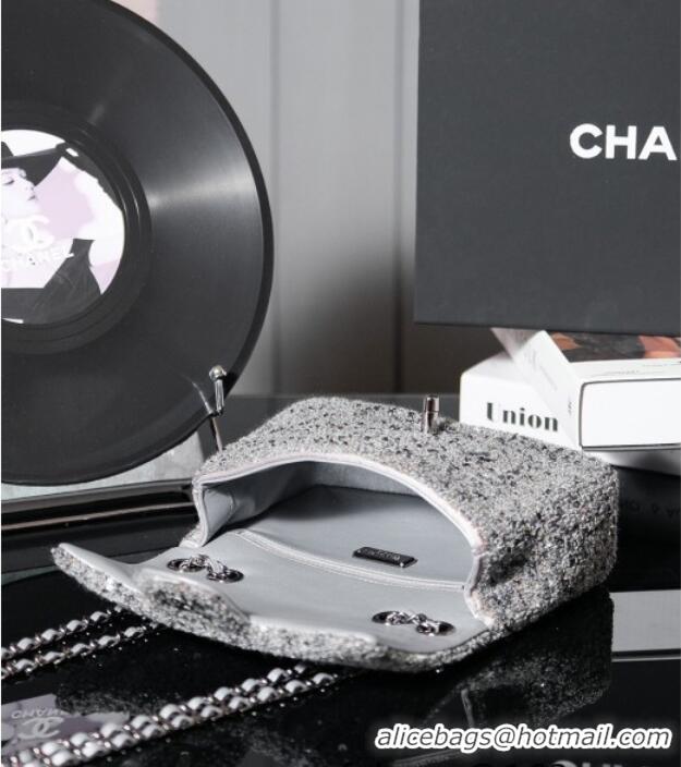 Well Crafted Chanel Tweed & Sequins Mini Flap Bag CH052604 Grey 2025