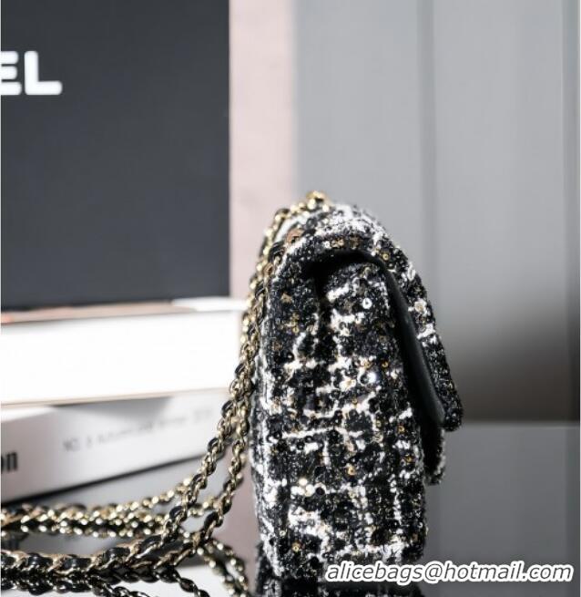 Famous Brand Chanel Tweed & Sequins Mini Flap Bag CH052604 Black 2025