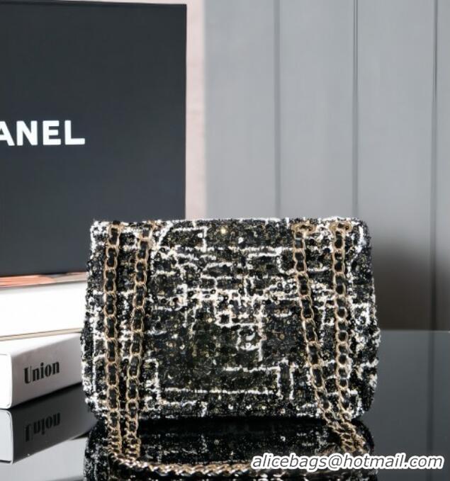 Famous Brand Chanel Tweed & Sequins Mini Flap Bag CH052604 Black 2025