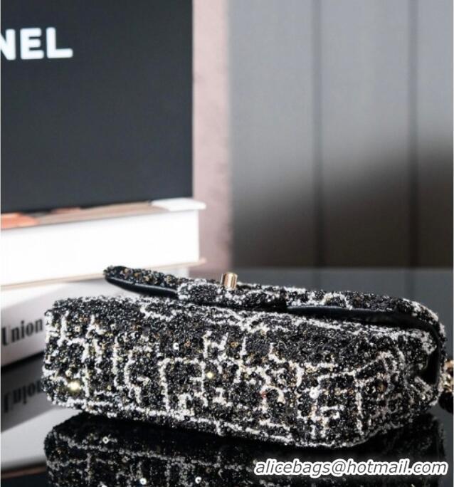 Famous Brand Chanel Tweed & Sequins Mini Flap Bag CH052604 Black 2025