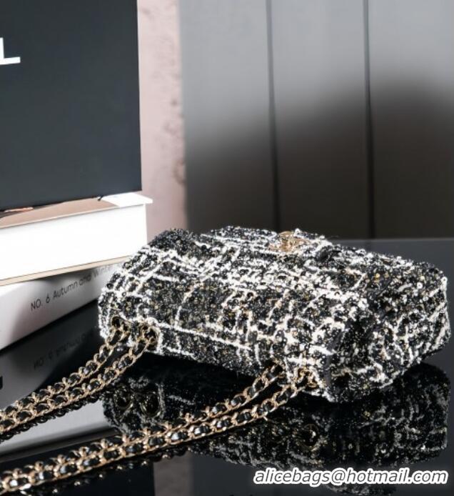 Famous Brand Chanel Tweed & Sequins Mini Flap Bag CH052604 Black 2025