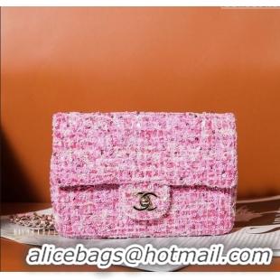 Luxury Cheap Chanel Tweed & Sequins Mini Flap Bag CH052604 Pink 2025