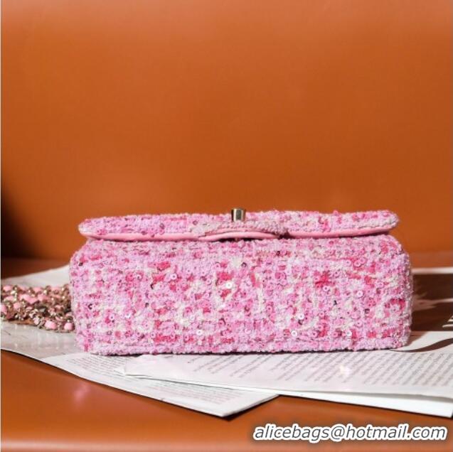 Luxury Cheap Chanel Tweed & Sequins Mini Flap Bag CH052604 Pink 2025