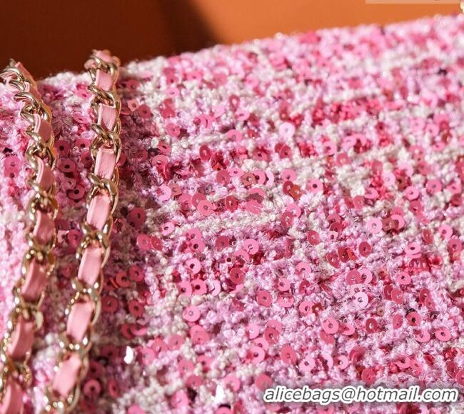 Luxury Cheap Chanel Tweed & Sequins Mini Flap Bag CH052604 Pink 2025