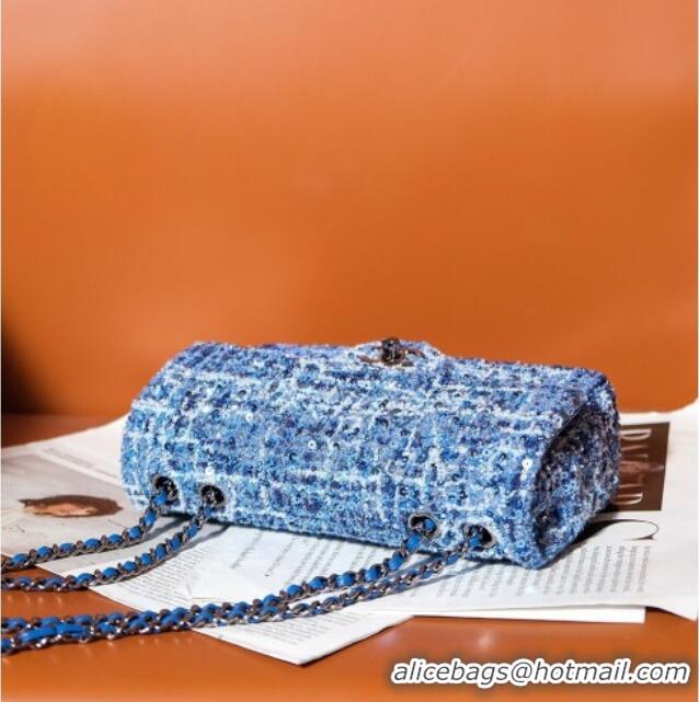 Super Quality Chanel Tweed & Sequins Mini Flap Bag CH052604 Blue 2025
