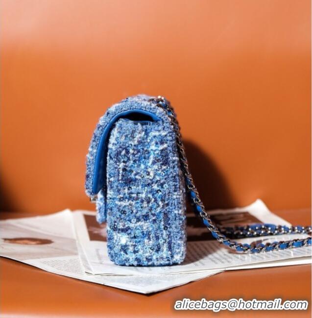 Super Quality Chanel Tweed & Sequins Mini Flap Bag CH052604 Blue 2025