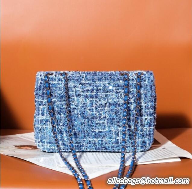 Super Quality Chanel Tweed & Sequins Mini Flap Bag CH052604 Blue 2025