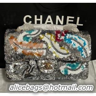 Top Quality Chanel Classic 11.12 Sequins Flap Bag A01112 Silver & Multicolor 2025