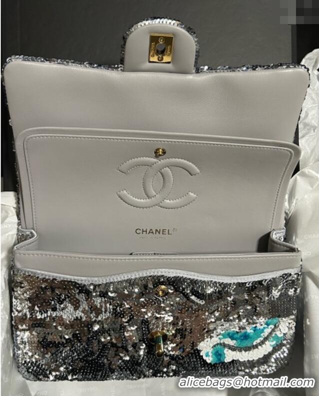 Top Quality Chanel Classic 11.12 Sequins Flap Bag A01112 Silver & Multicolor 2025