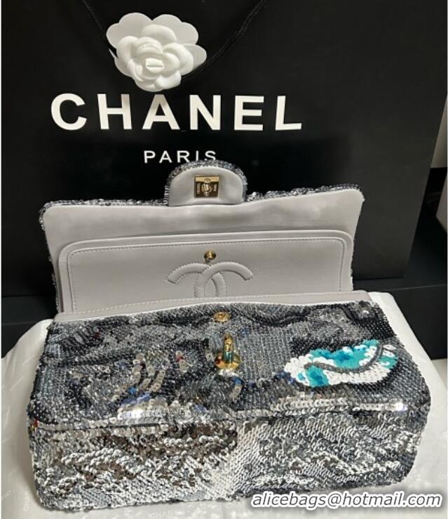 Top Quality Chanel Classic 11.12 Sequins Flap Bag A01112 Silver & Multicolor 2025