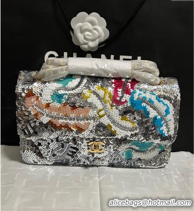Top Quality Chanel Classic 11.12 Sequins Flap Bag A01112 Silver & Multicolor 2025