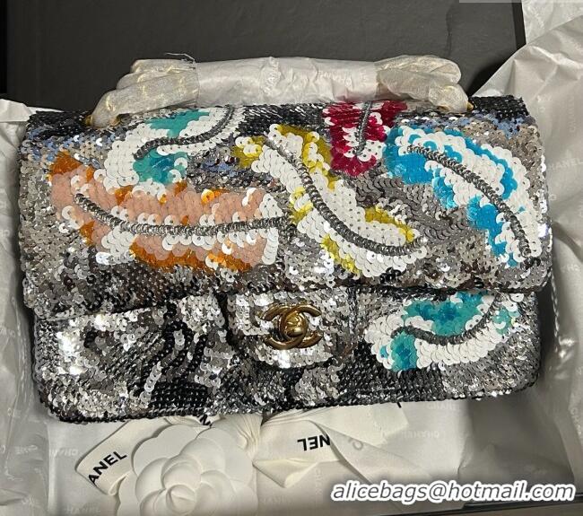 Top Quality Chanel Classic 11.12 Sequins Flap Bag A01112 Silver & Multicolor 2025