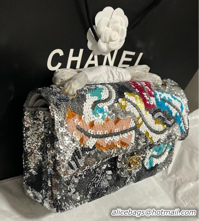 Top Quality Chanel Classic 11.12 Sequins Flap Bag A01112 Silver & Multicolor 2025