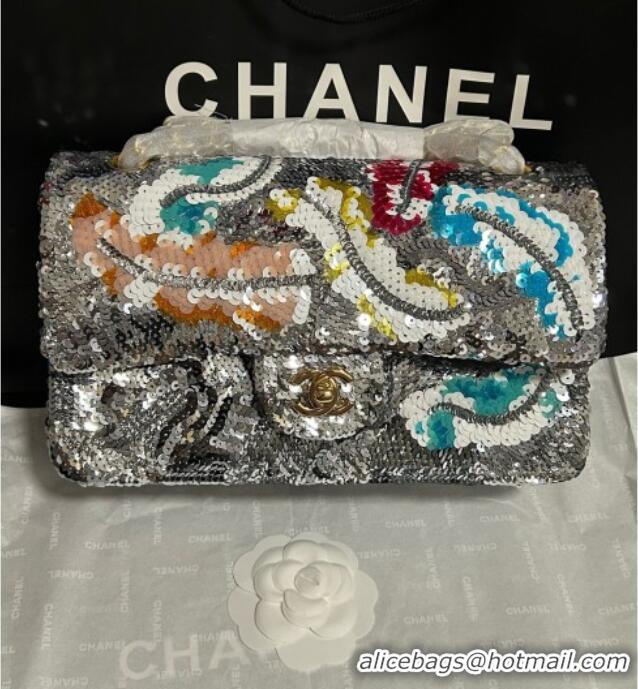 Top Quality Chanel Classic 11.12 Sequins Flap Bag A01112 Silver & Multicolor 2025