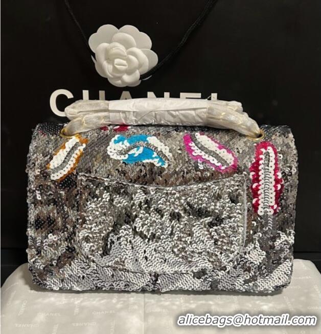 Top Quality Chanel Classic 11.12 Sequins Flap Bag A01112 Silver & Multicolor 2025
