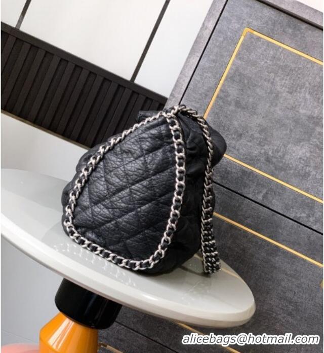 Buy Inexpensive Chanel Crinkled Supple Calfskin Hobo Bag CH052672 Black 2025