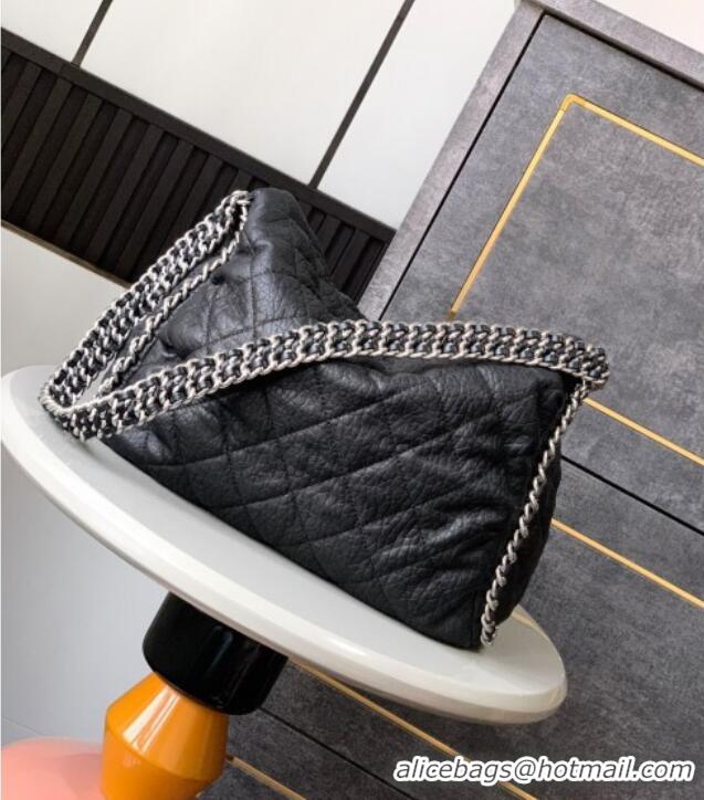 Buy Inexpensive Chanel Crinkled Supple Calfskin Hobo Bag CH052672 Black 2025