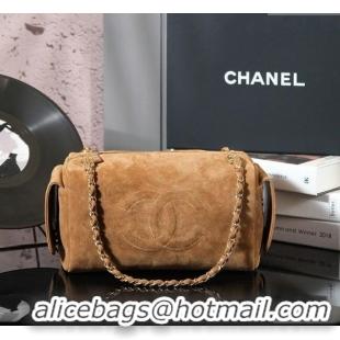 Shop Grade Chanel Suede Boston Bag CH052673 Brown 2025