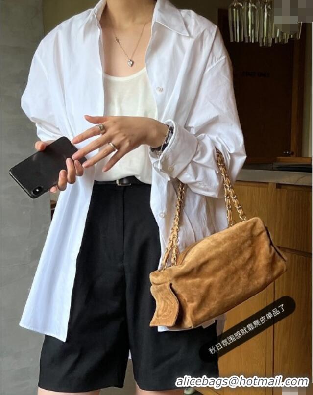 Shop Grade Chanel Suede Boston Bag CH052673 Brown 2025