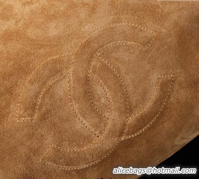 Shop Grade Chanel Suede Boston Bag CH052673 Brown 2025