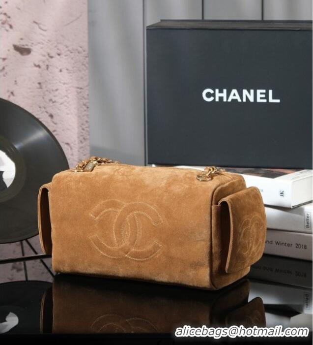 Shop Grade Chanel Suede Boston Bag CH052673 Brown 2025