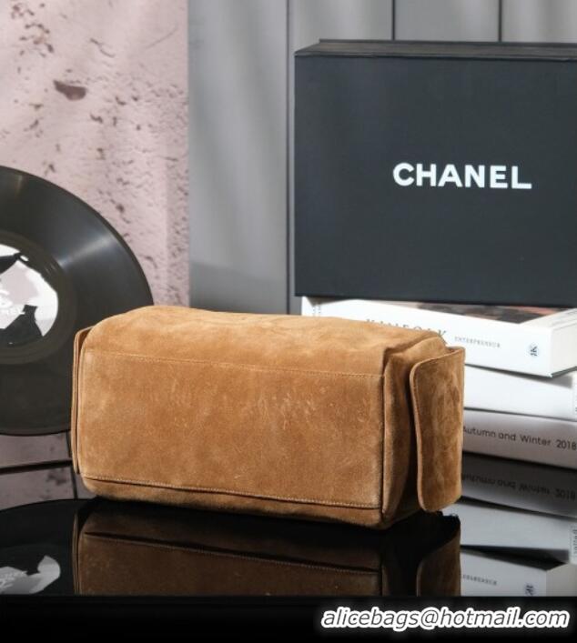 Shop Grade Chanel Suede Boston Bag CH052673 Brown 2025