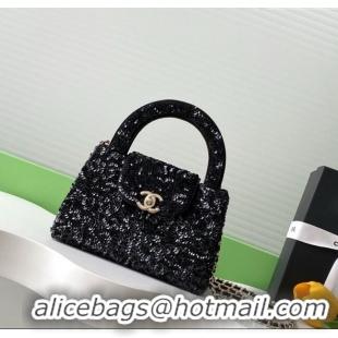 Low Cost Design Chanel Sequins Mini Shopping Bag AS4416 Black 2025