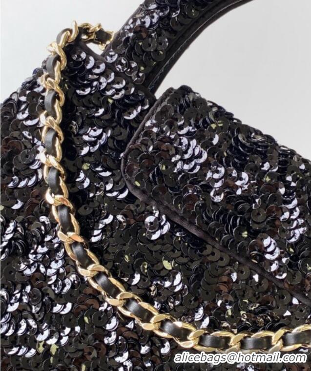Low Cost Design Chanel Sequins Mini Shopping Bag AS4416 Black 2025