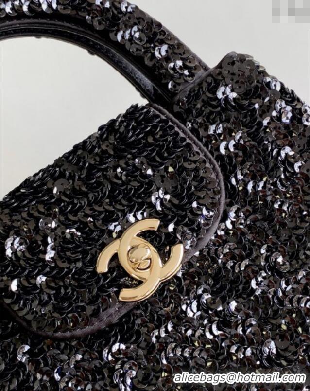 Low Cost Design Chanel Sequins Mini Shopping Bag AS4416 Black 2025