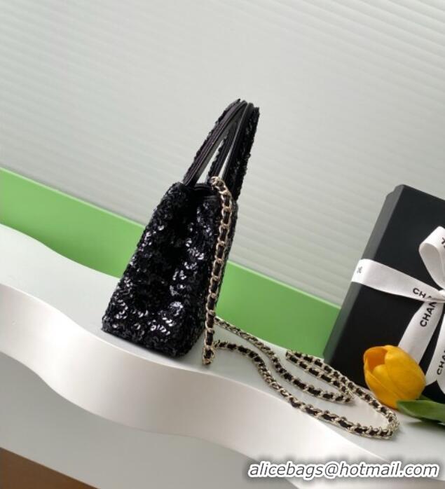 Low Cost Design Chanel Sequins Mini Shopping Bag AS4416 Black 2025