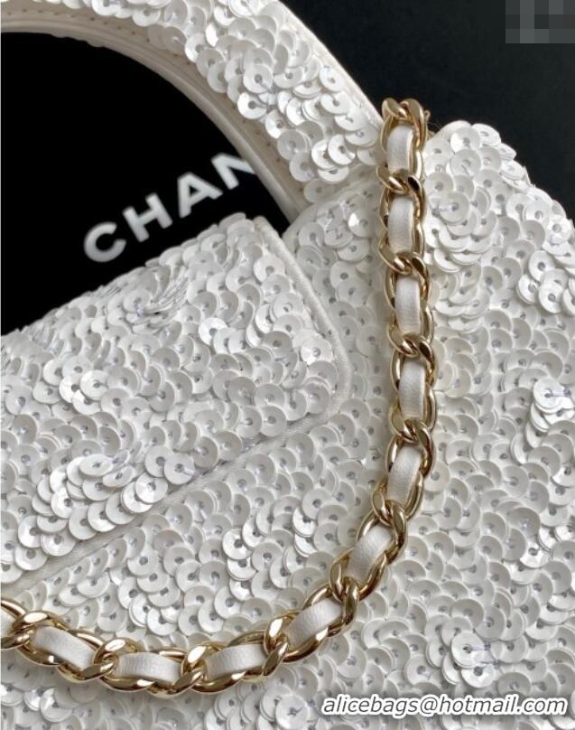 Top Grade Chanel Sequins Mini Shopping Bag AS4416 White 2025