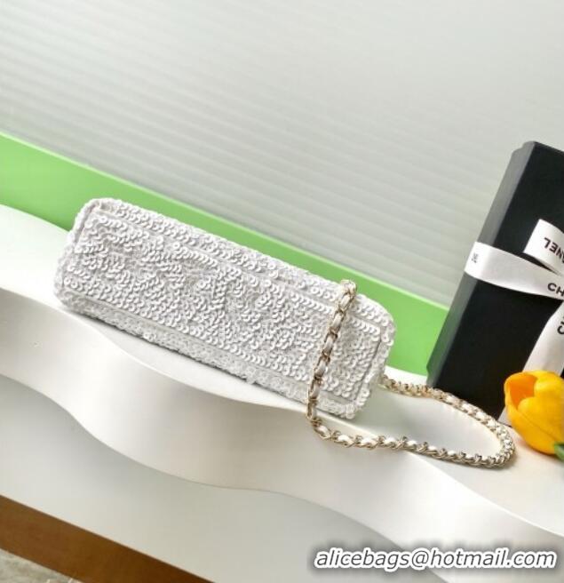 Top Grade Chanel Sequins Mini Shopping Bag AS4416 White 2025