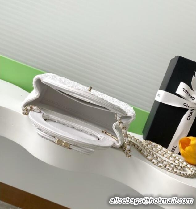 Top Grade Chanel Sequins Mini Shopping Bag AS4416 White 2025