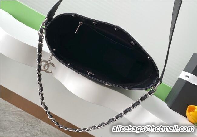 Famous Brand Chanel Large Bucket Bag in Shiny Lambskin AS5406 Black/Silver 2025