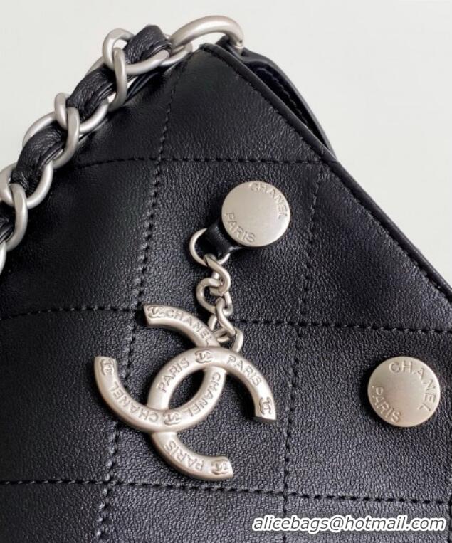 Famous Brand Chanel Large Bucket Bag in Shiny Lambskin AS5406 Black/Silver 2025