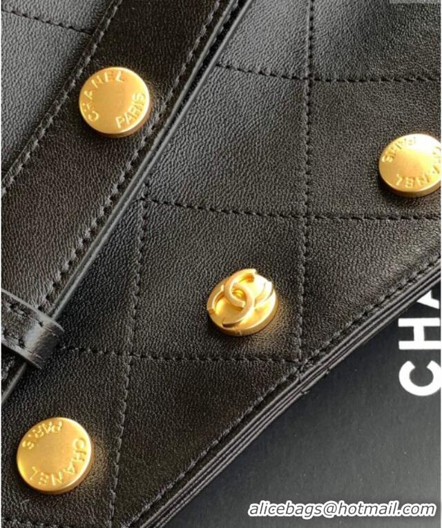 Best Price Chanel Large Bucket Bag in Shiny Lambskin AS5406 Black/Gold 2025