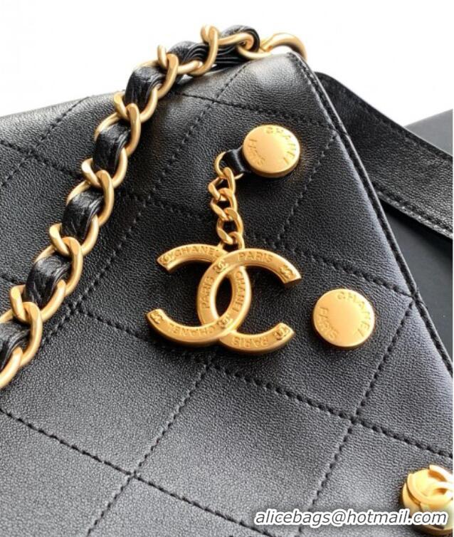 Best Price Chanel Large Bucket Bag in Shiny Lambskin AS5406 Black/Gold 2025