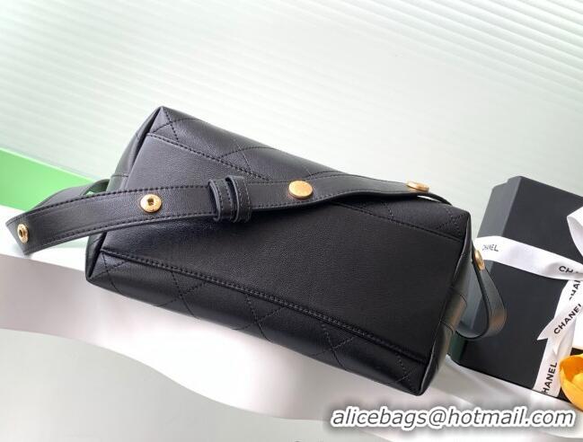 Best Price Chanel Large Bucket Bag in Shiny Lambskin AS5406 Black/Gold 2025